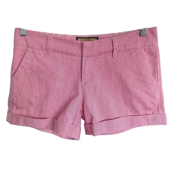 Dear John Pinstriped Cuffed Chino Shorts Red 29 Coastal Preppy Prep Fishingcore - Picture 1 of 9